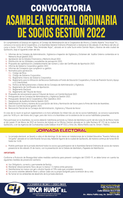 Convocatoria - Asamblea Socios 2023
