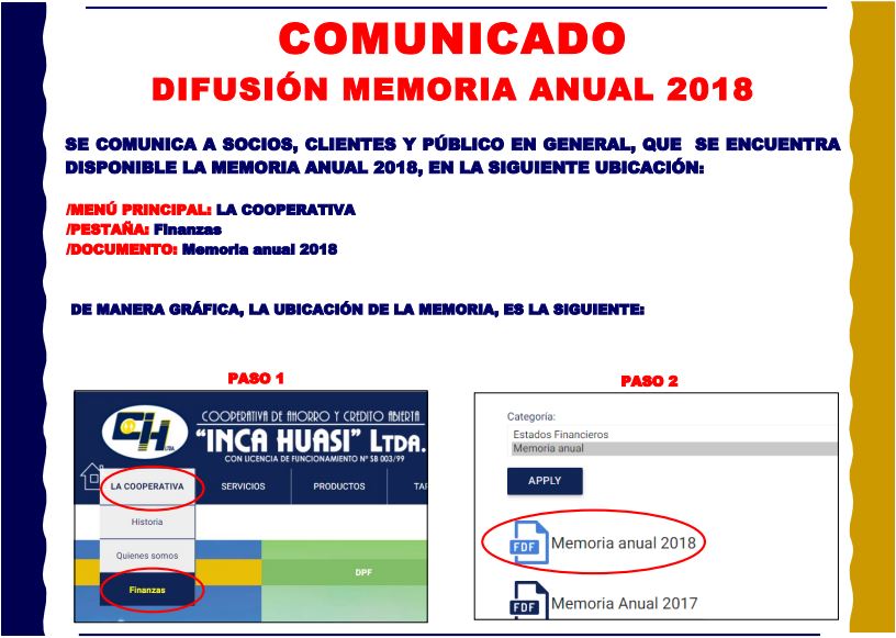 Comunicado memoria anual 2018